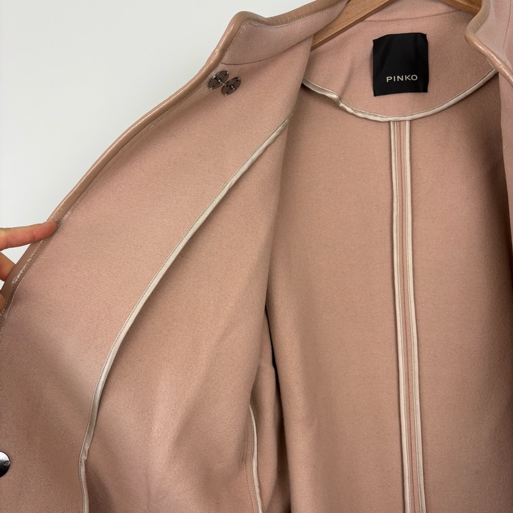 Pinko Wool Blend Coat Blush Pink‎ Womens Sz 2 Tie Waist - Picture 13 of 16